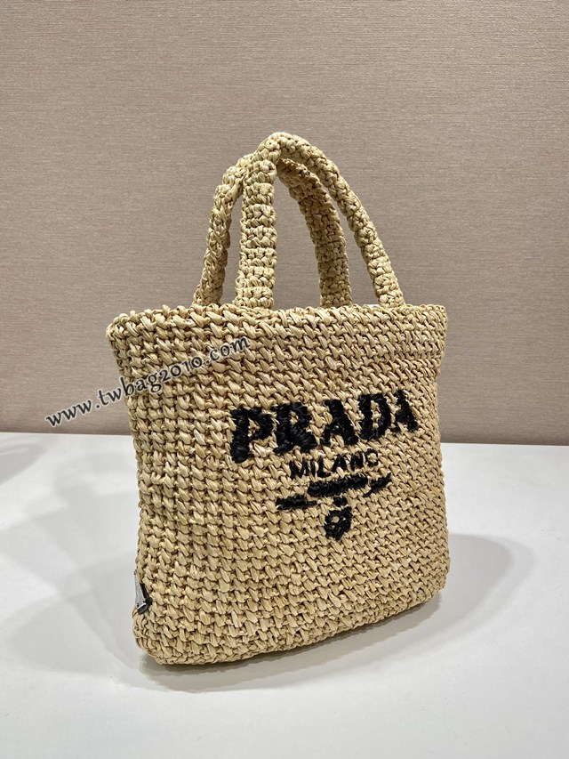 Prada專櫃新款小號纖維托特包 1BG422 普拉達拉菲草編制手袋女款手提包 csp1109